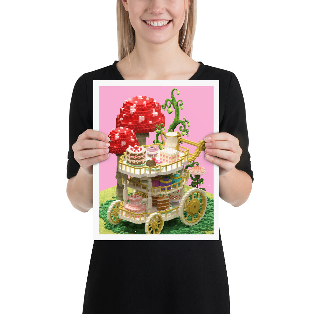 Voxel Dessert Cart | Digital Illustration Poster