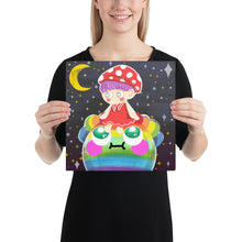 將圖片載入圖庫檢視器 Mushroom Girl Sit on the Rainbow Planet | PRINT
