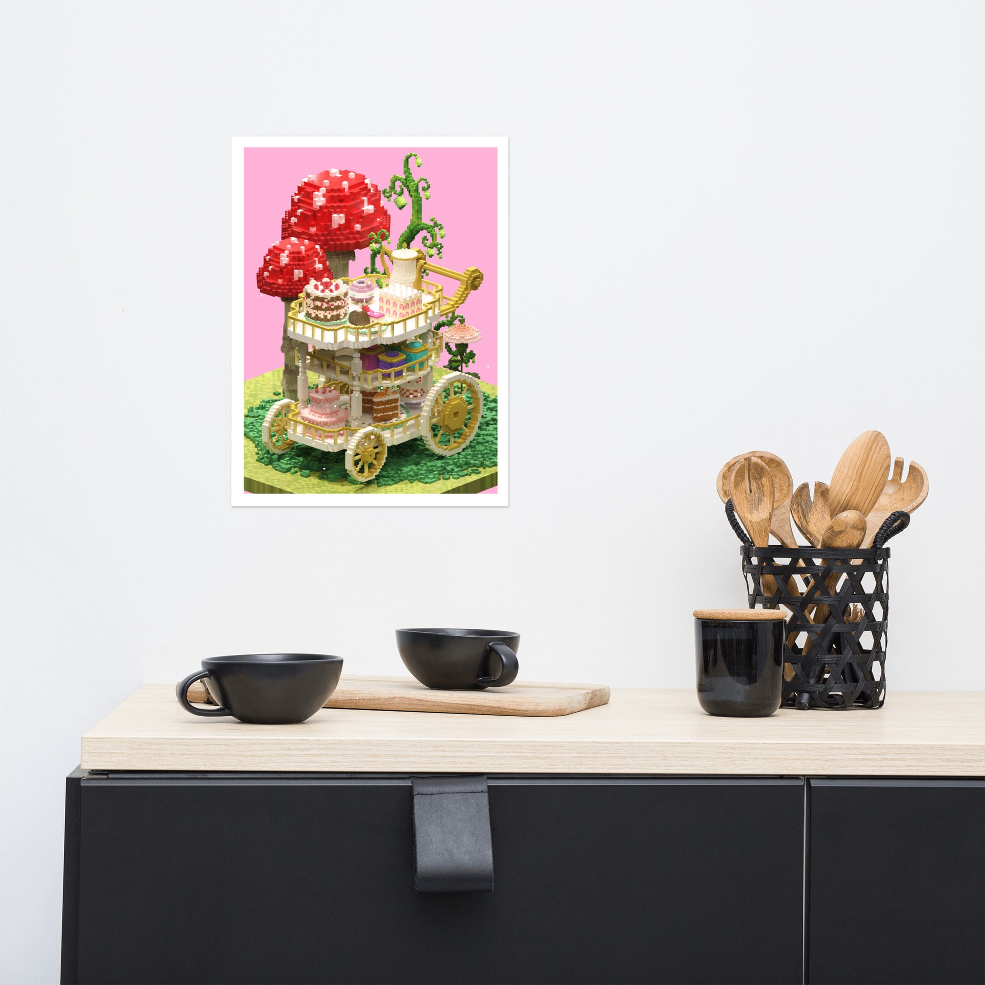 Voxel Dessert Cart | Digital Illustration Poster