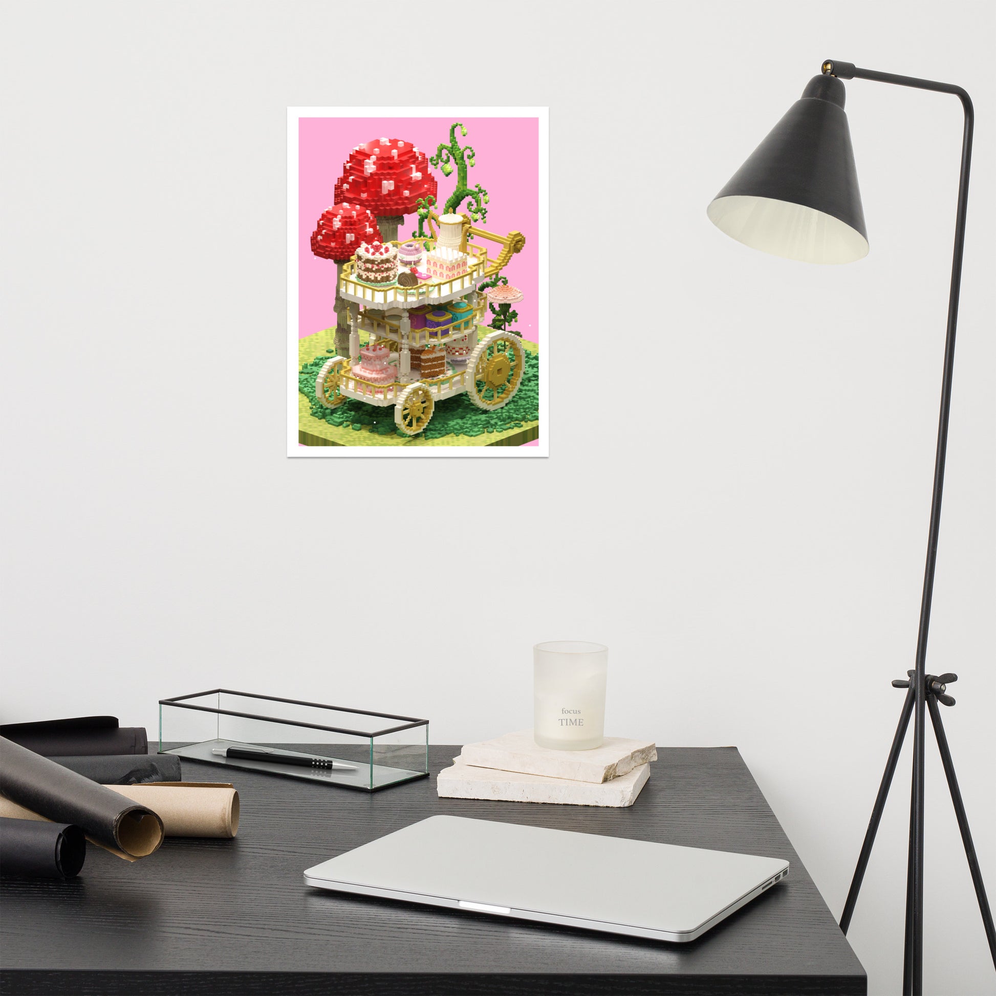 Voxel Dessert Cart | Digital Illustration Poster