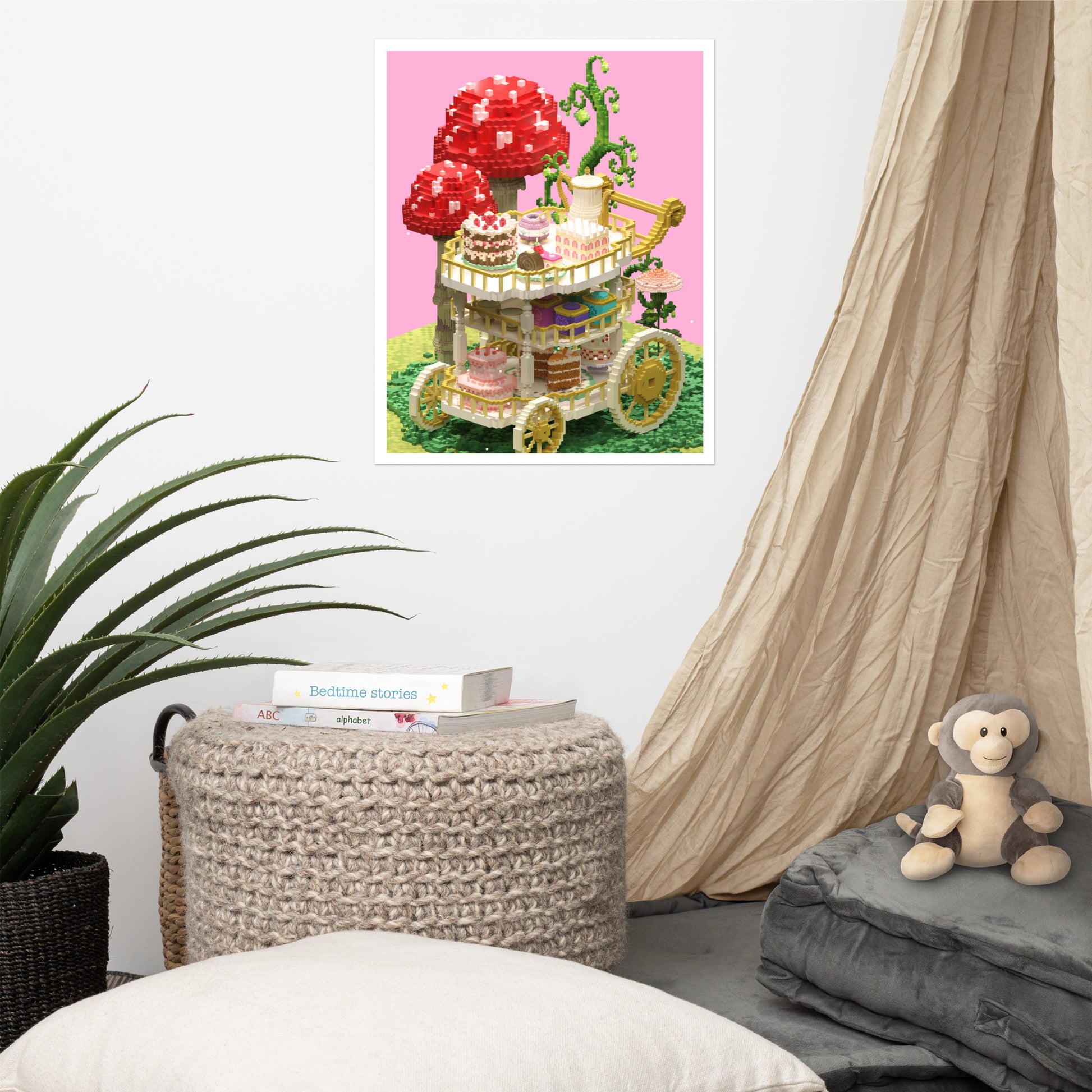 Voxel Dessert Cart | Digital Illustration Poster