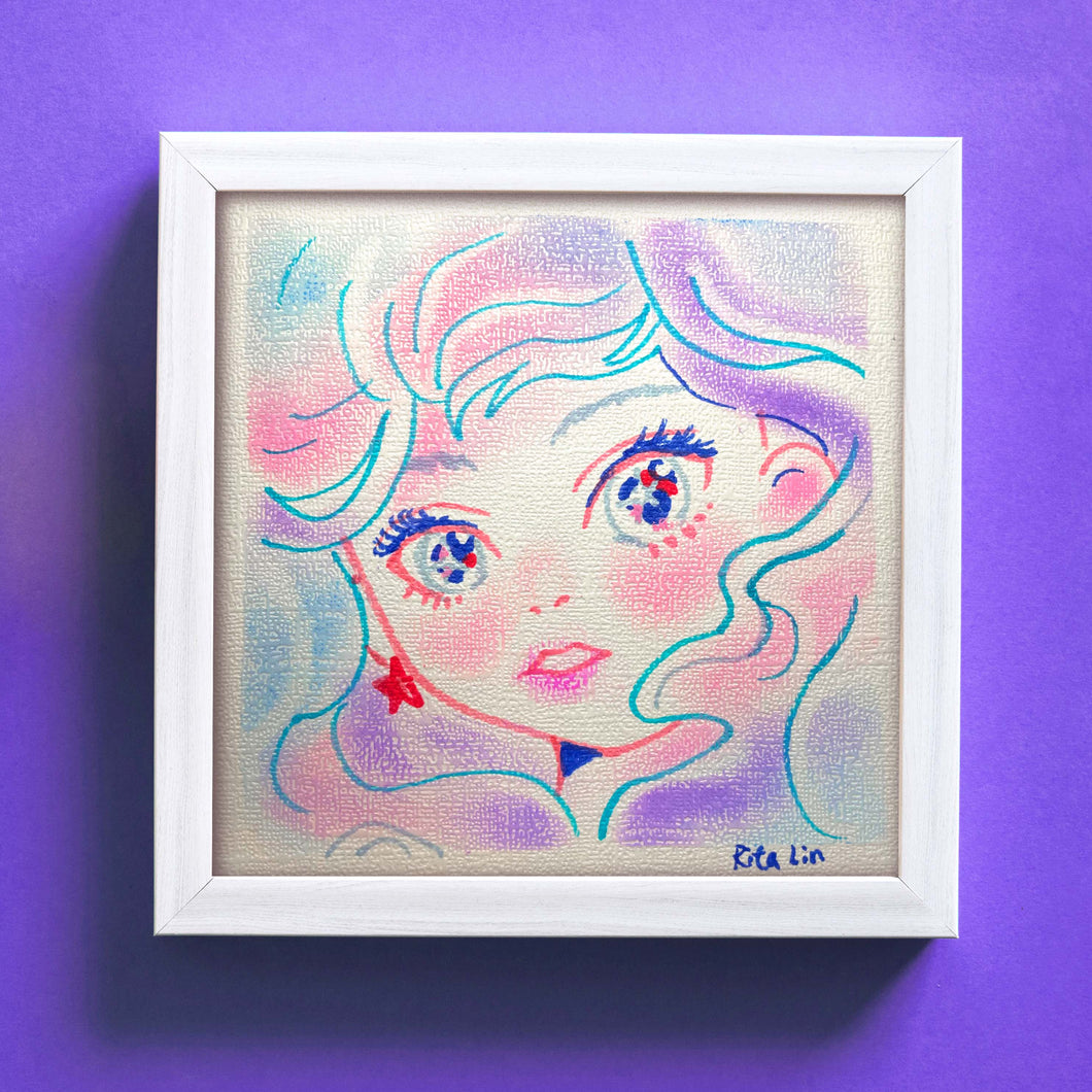 Original Pastel Art | 《Purple Hair》 | 15cm x 15cm