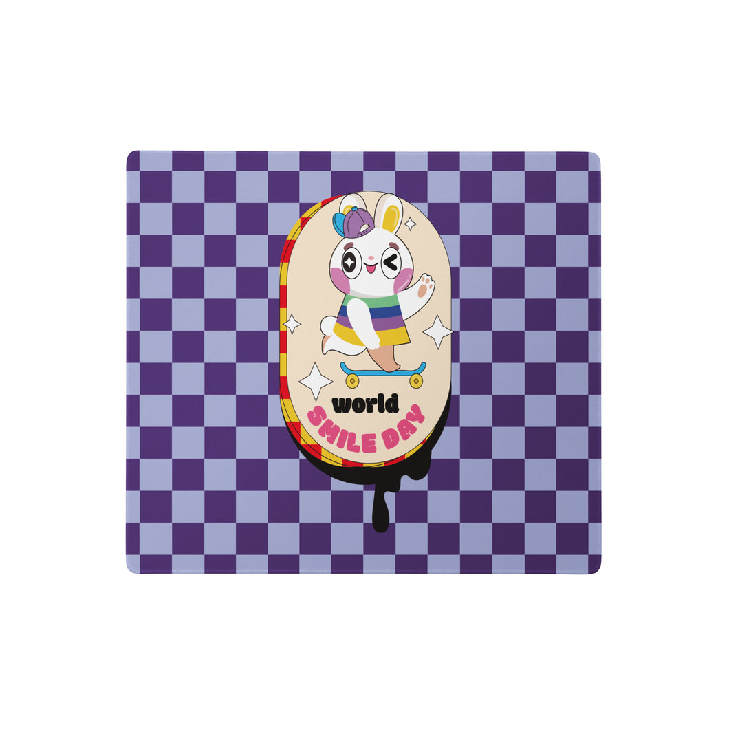 遊戲鼠標墊 Gaming mouse pad | Trendy Rainbow Rabbit in Purple Square