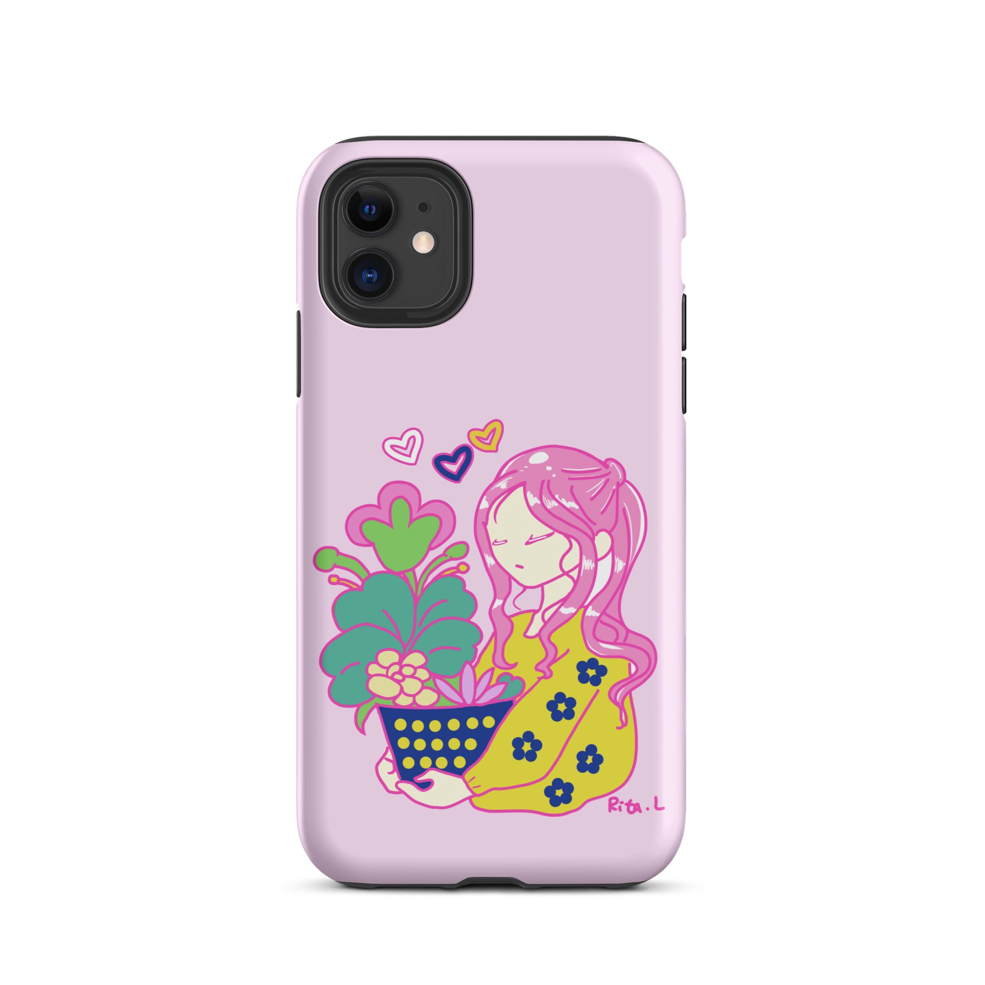 【iPhone】Dot Dot Girl with Plant Pot|防摔雙層特強硬殼 Tough Case for iPhone®