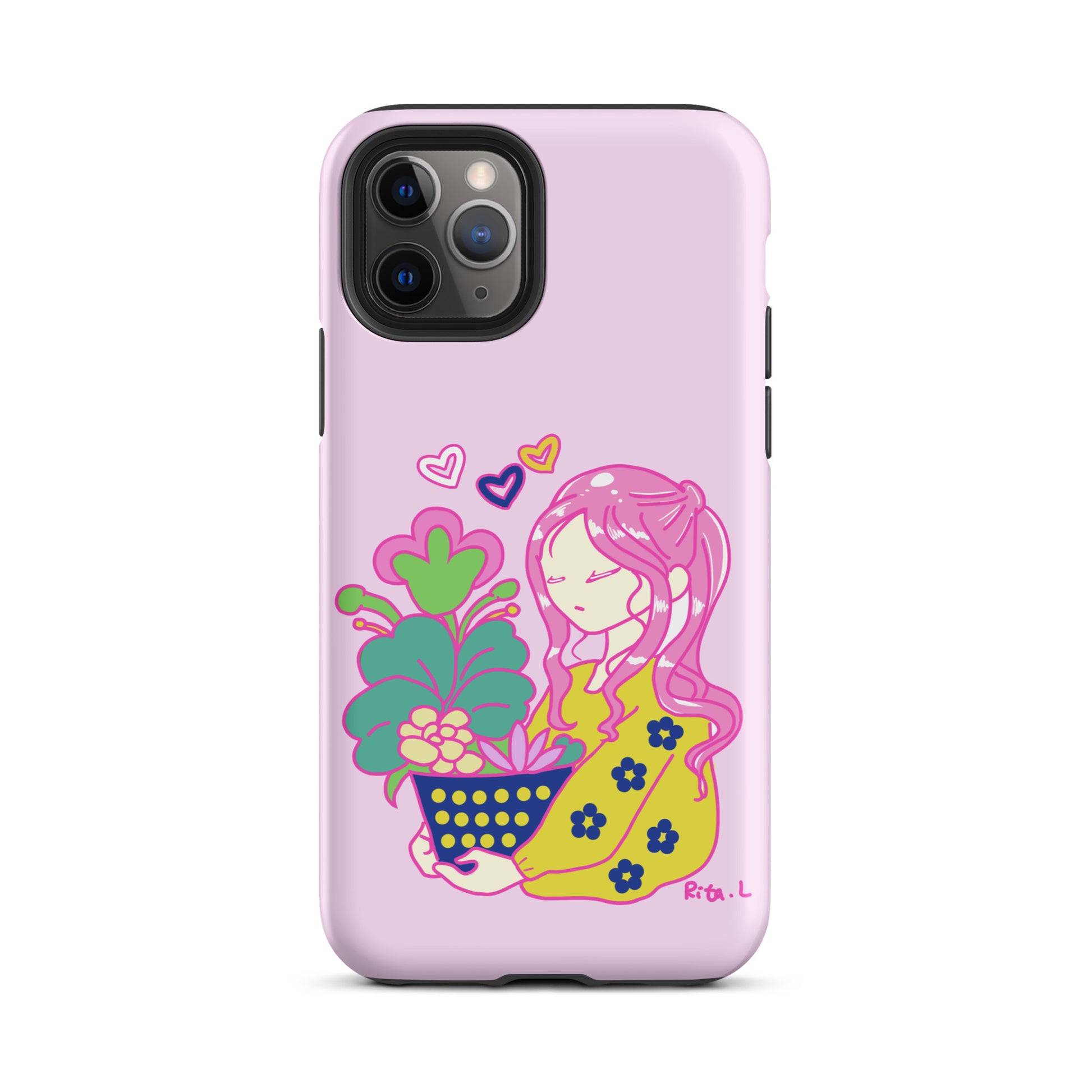 【iPhone】Dot Dot Girl with Plant Pot|防摔雙層特強硬殼 Tough Case for iPhone®