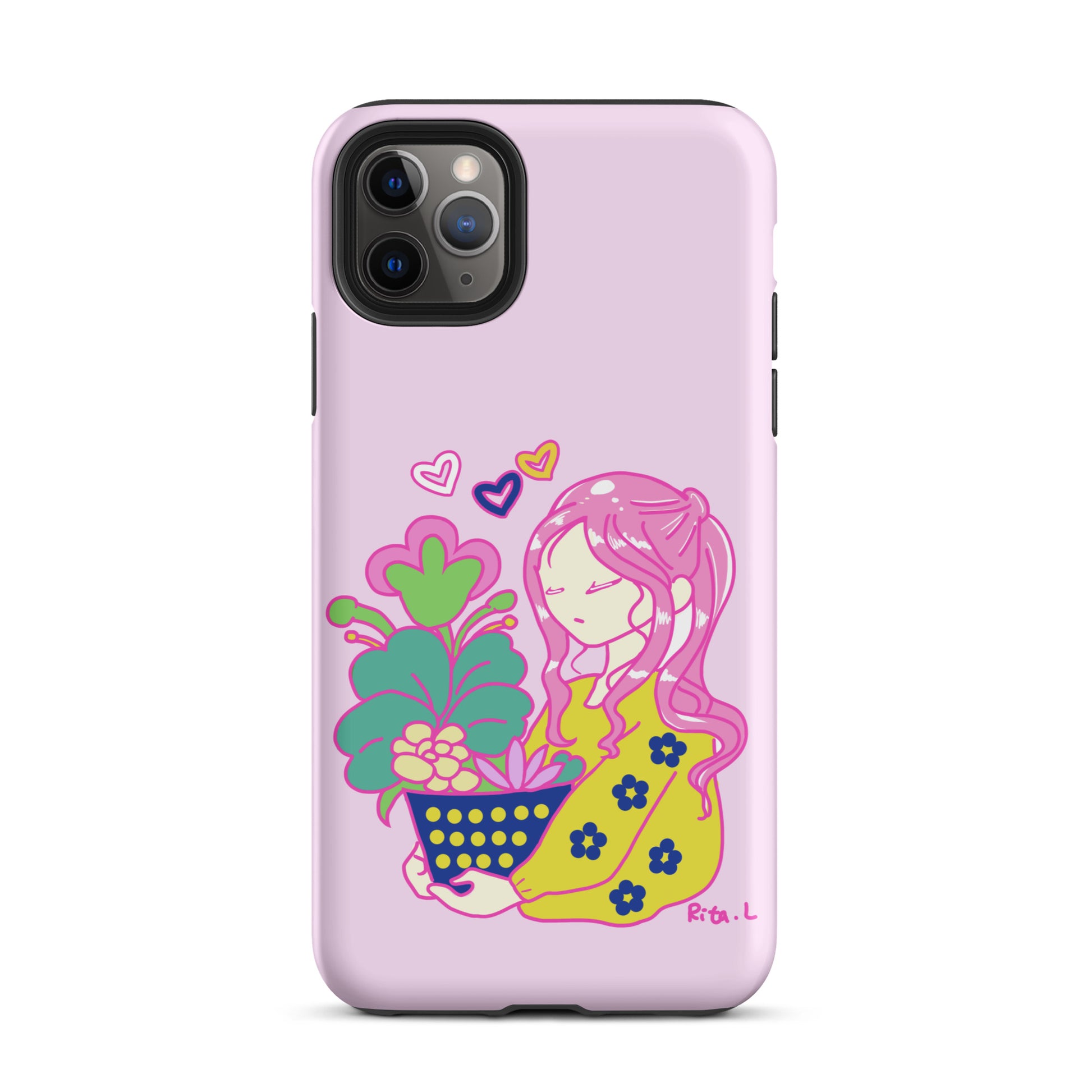 【iPhone】Dot Dot Girl with Plant Pot|防摔雙層特強硬殼 Tough Case for iPhone®