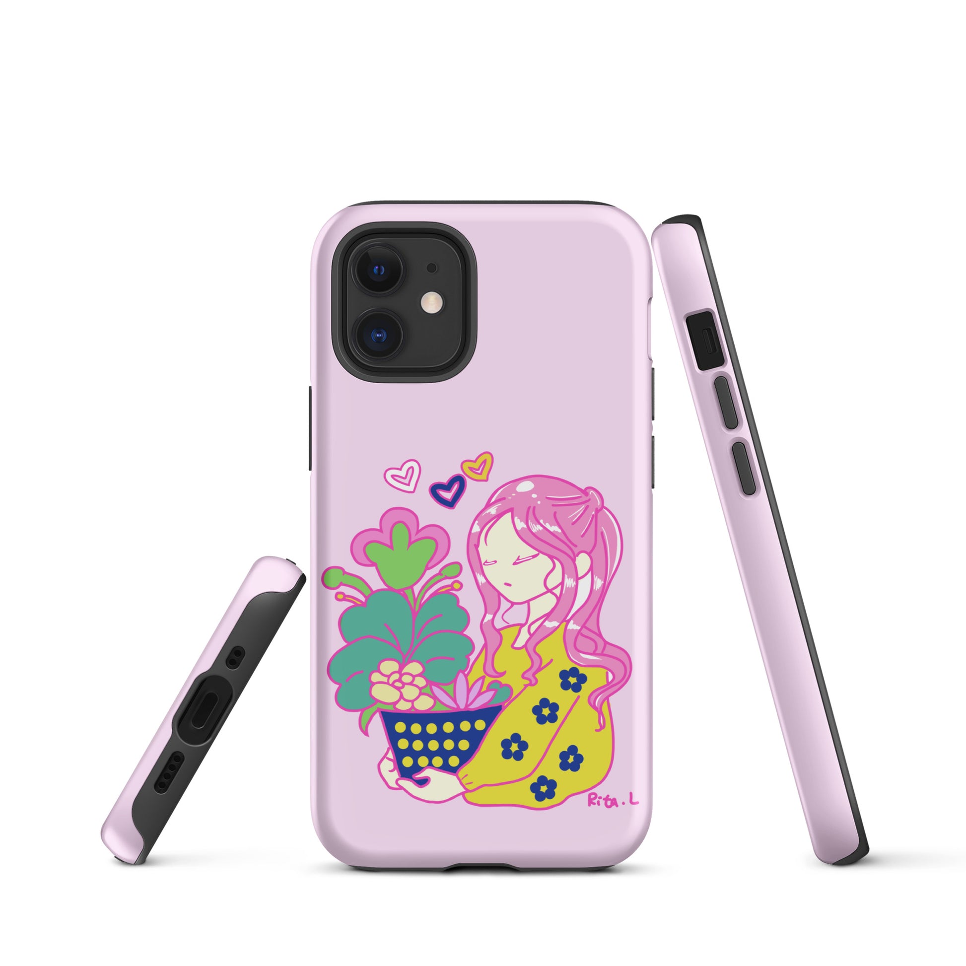 【iPhone】Dot Dot Girl with Plant Pot|防摔雙層特強硬殼 Tough Case for iPhone®