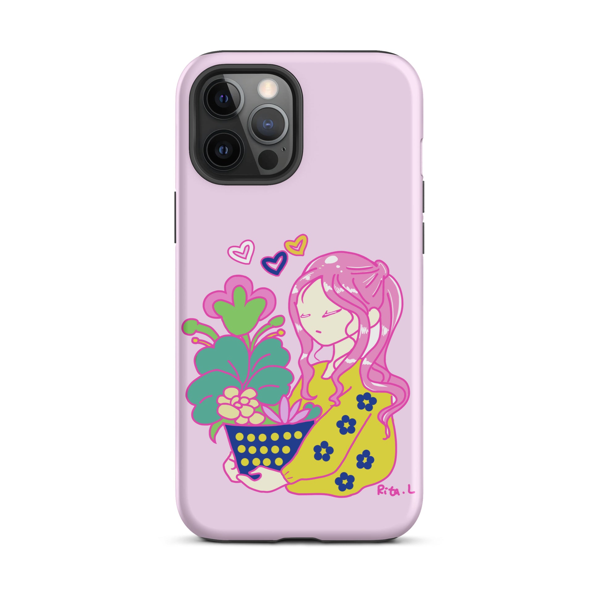 【iPhone】Dot Dot Girl with Plant Pot|防摔雙層特強硬殼 Tough Case for iPhone®