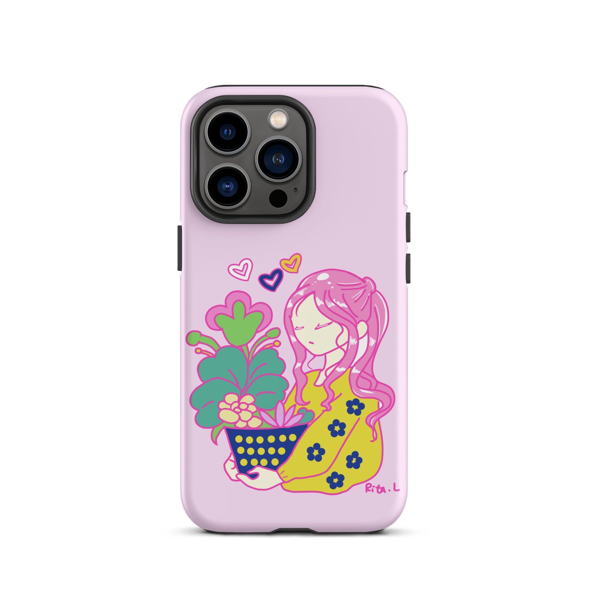 【iPhone】Dot Dot Girl with Plant Pot|防摔雙層特強硬殼 Tough Case for iPhone®