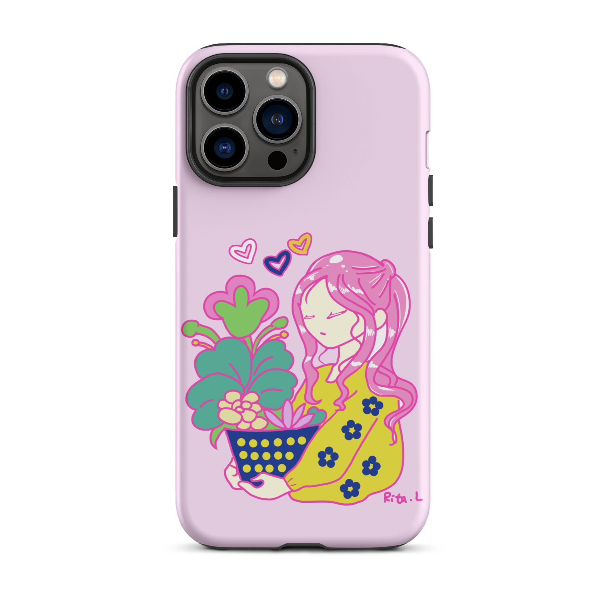 【iPhone】Dot Dot Girl with Plant Pot|防摔雙層特強硬殼 Tough Case for iPhone®