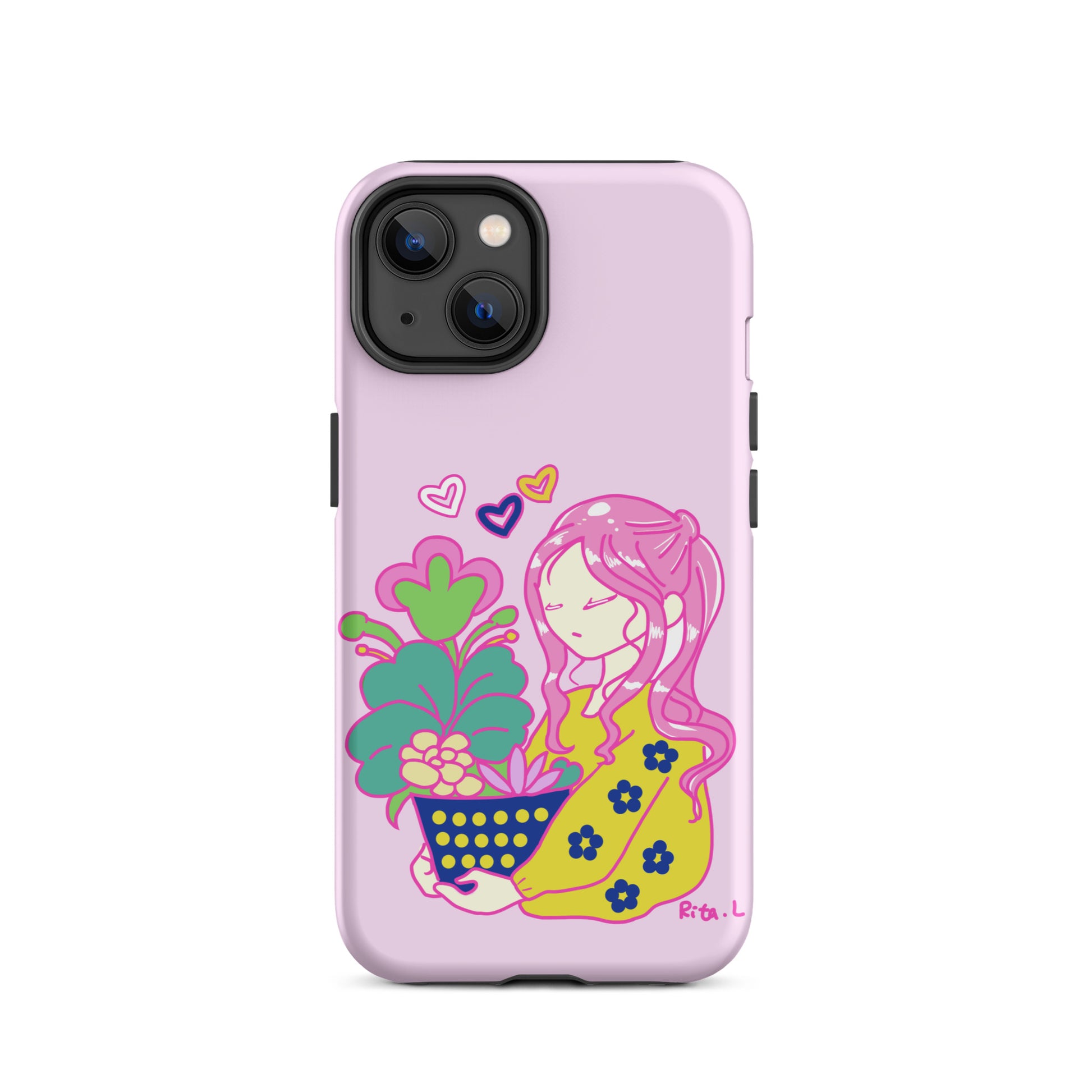 【iPhone】Dot Dot Girl with Plant Pot|防摔雙層特強硬殼 Tough Case for iPhone®