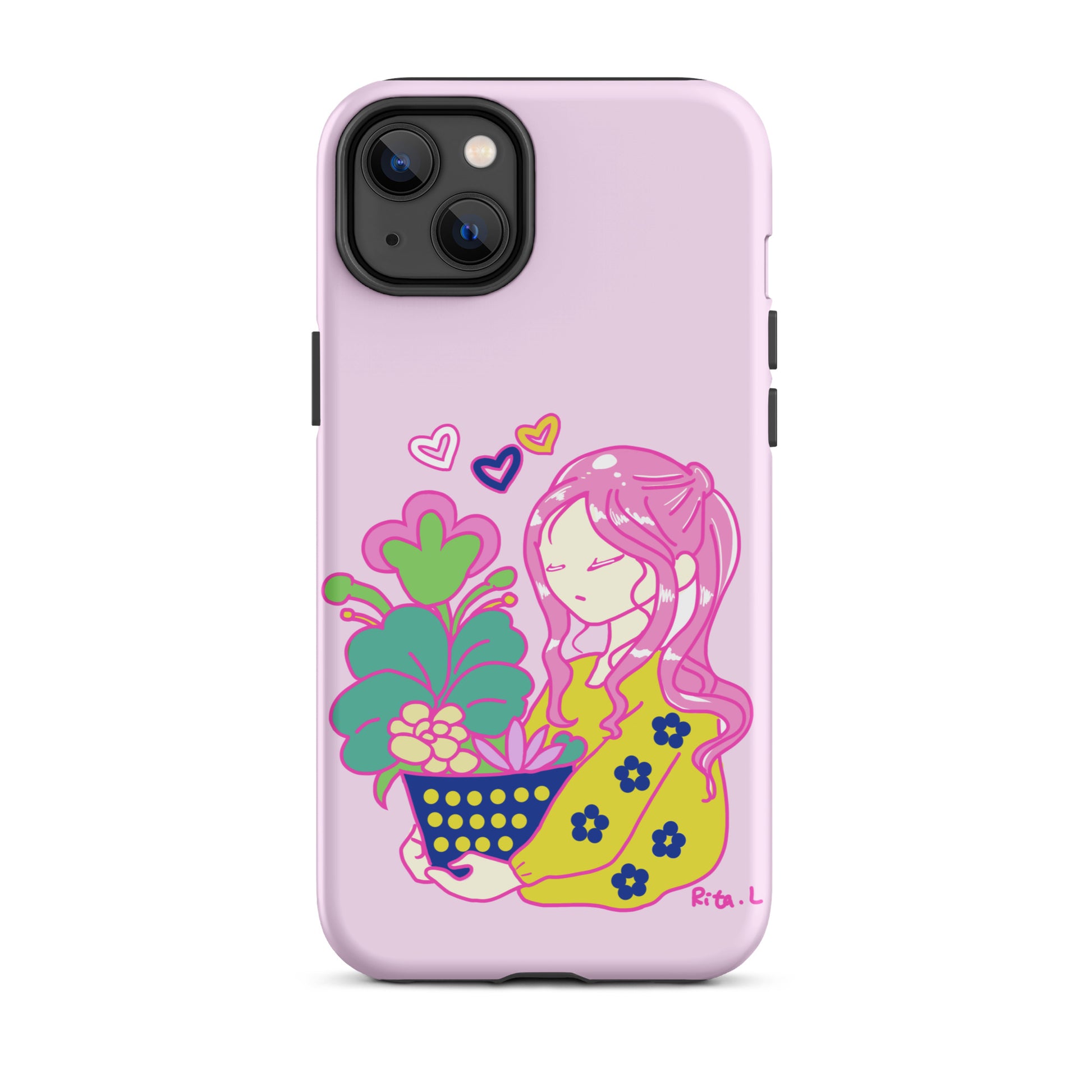 【iPhone】Dot Dot Girl with Plant Pot|防摔雙層特強硬殼 Tough Case for iPhone®