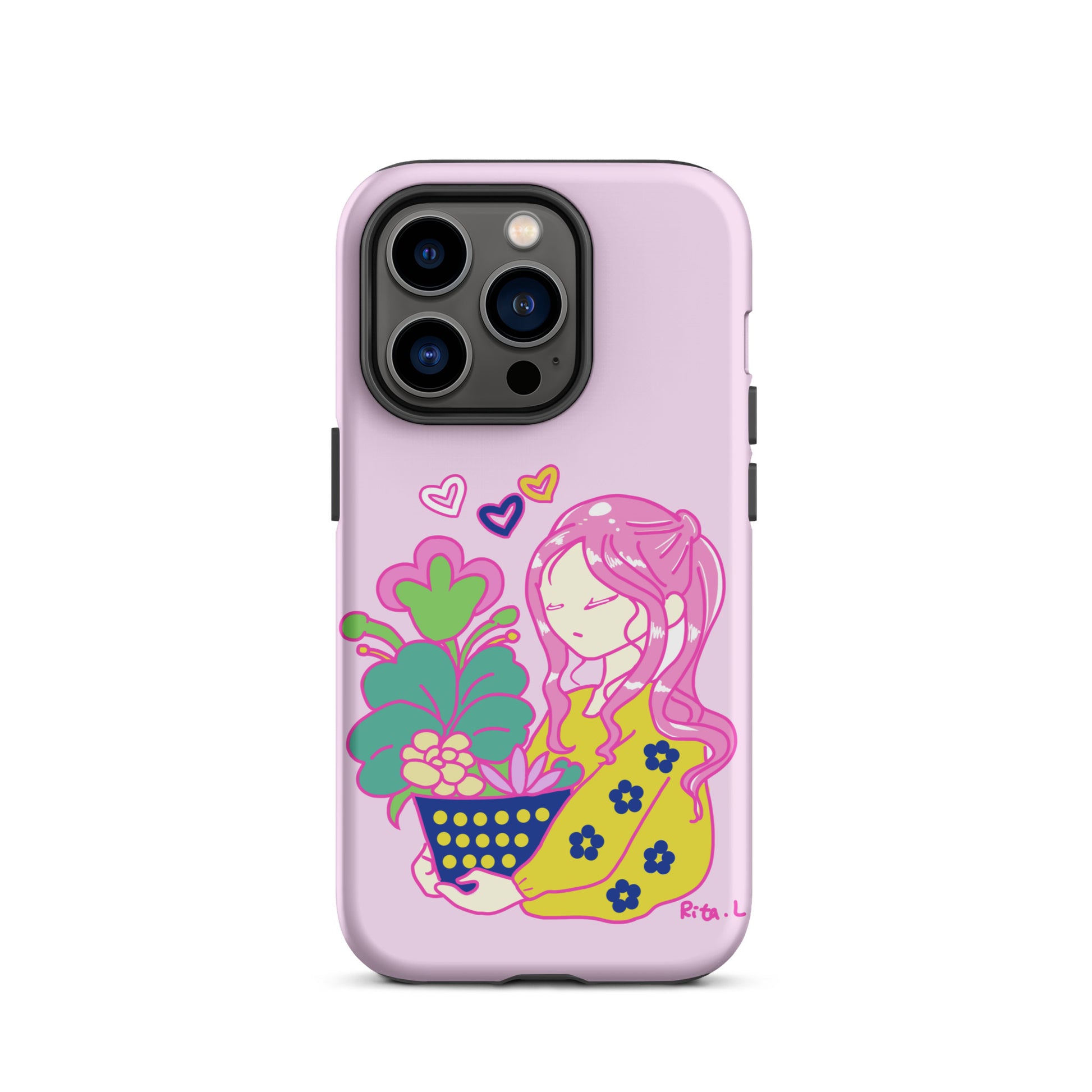 【iPhone】Dot Dot Girl with Plant Pot|防摔雙層特強硬殼 Tough Case for iPhone®