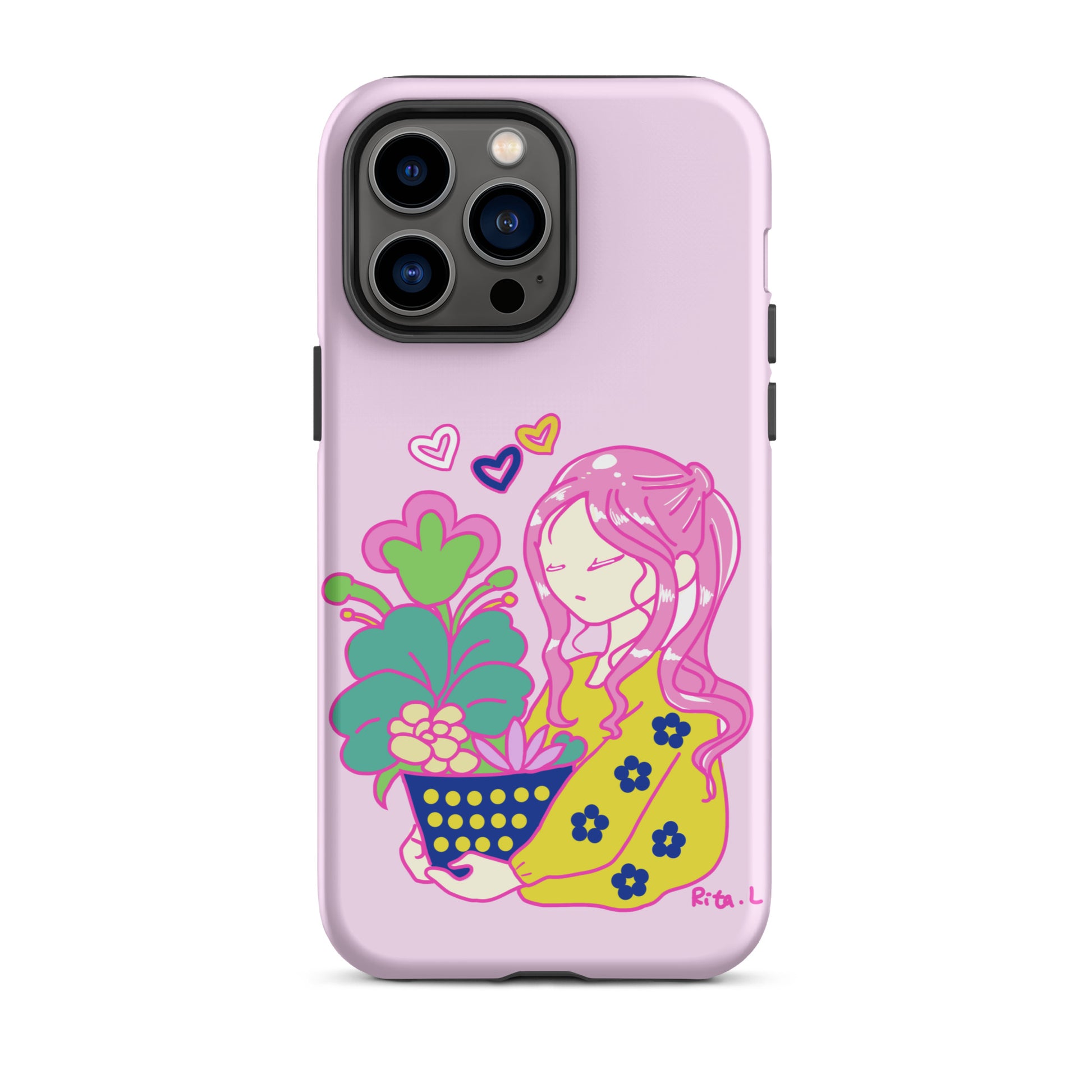 【iPhone】Dot Dot Girl with Plant Pot|防摔雙層特強硬殼 Tough Case for iPhone®
