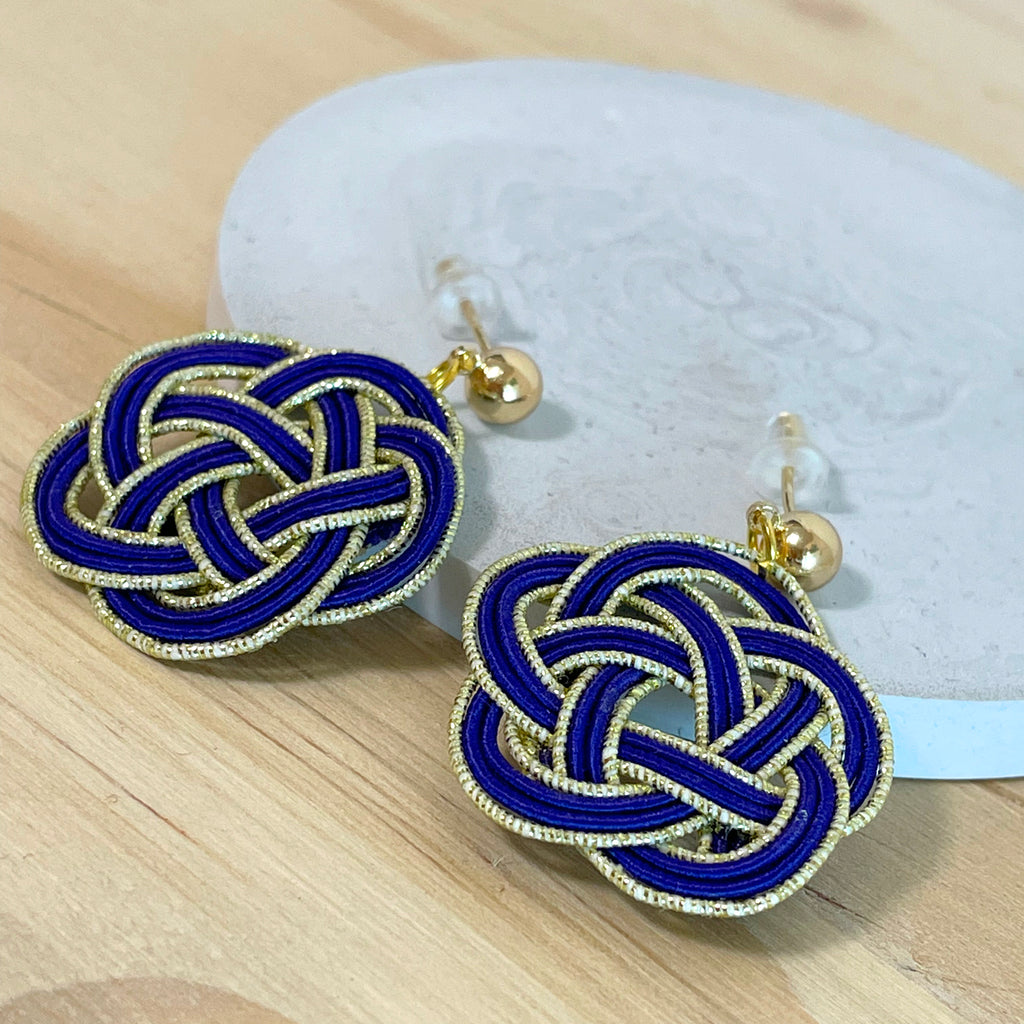 Dark Purple Gold Thread Miscellaneous Earrings