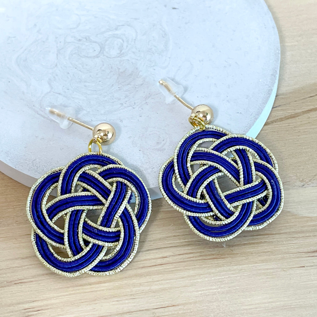 Dark Purple Gold Thread Miscellaneous Earrings