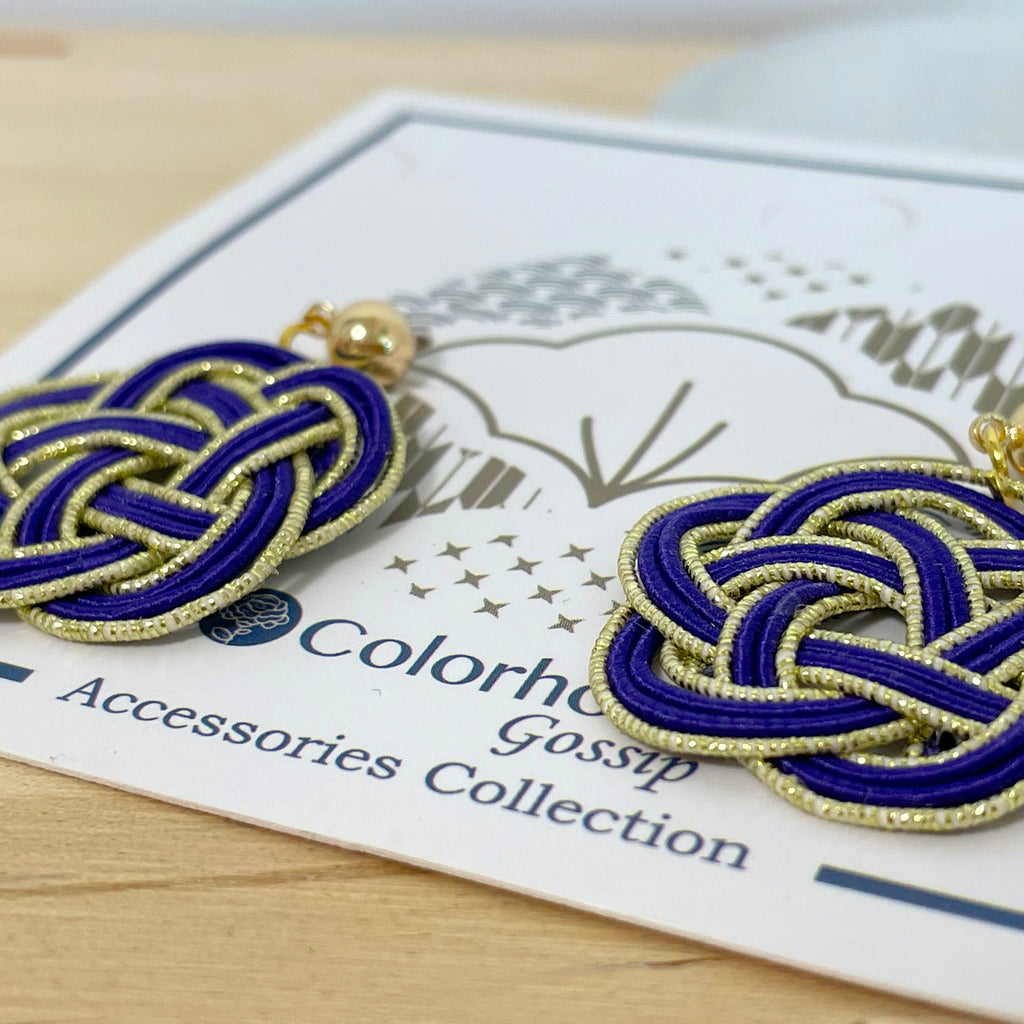 Dark Purple Gold Thread Miscellaneous Earrings