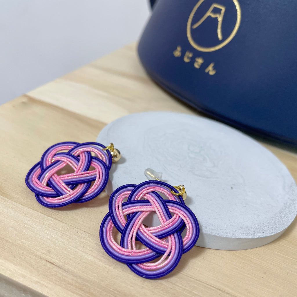 Deep Purple and Pink Gold Wire Cactus Blossom Earrings