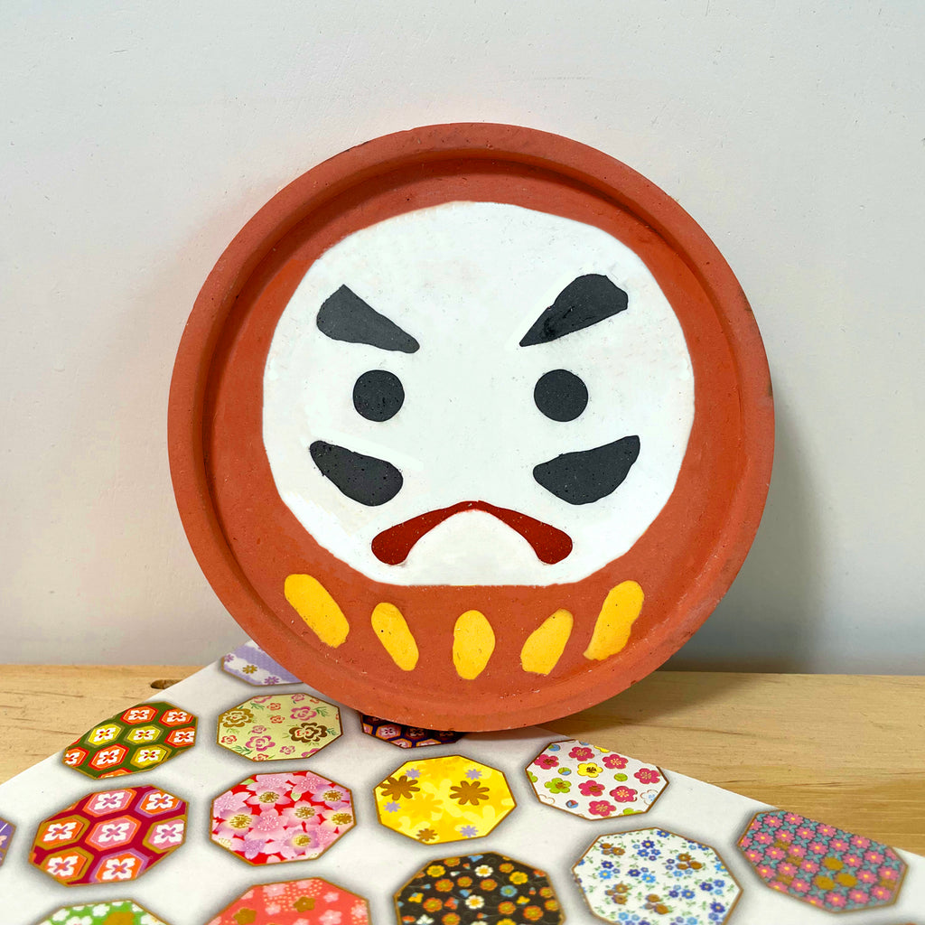 Chinese New Year Pop Style Japanese Daruma Gypsum Decoration Tray/ Storage Tray (Red)