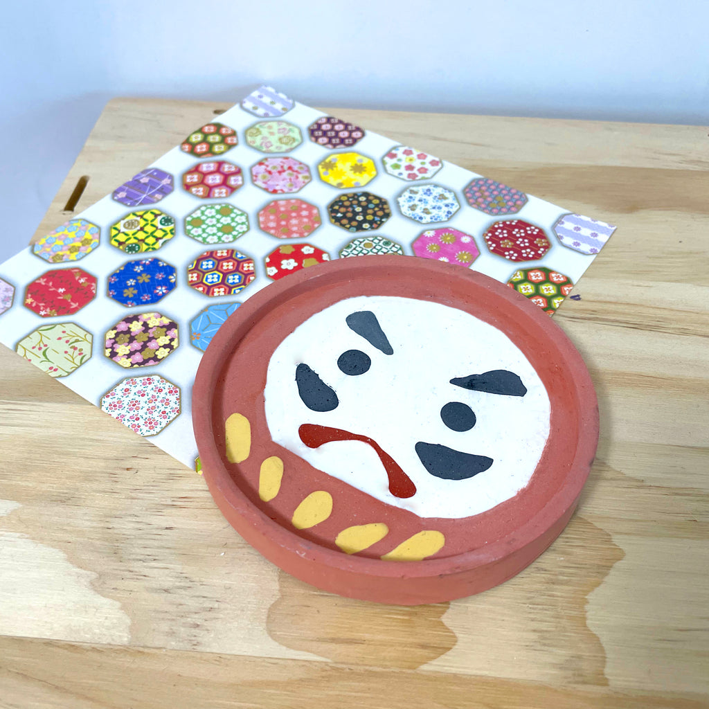 Chinese New Year Pop Style Japanese Daruma Gypsum Decoration Tray/ Storage Tray (Red)