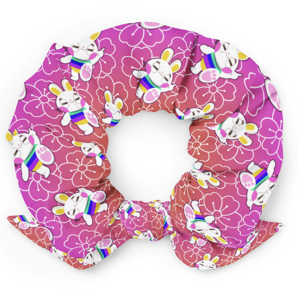 髮帶 Scrunchie | Pink Little Rabbit with Flower Pattern