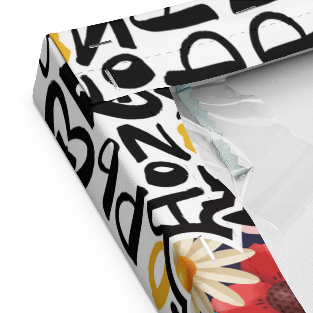 Flower Pattern Cactus with Font Art Background  | Canvas Paint 無框帆布數碼油畫