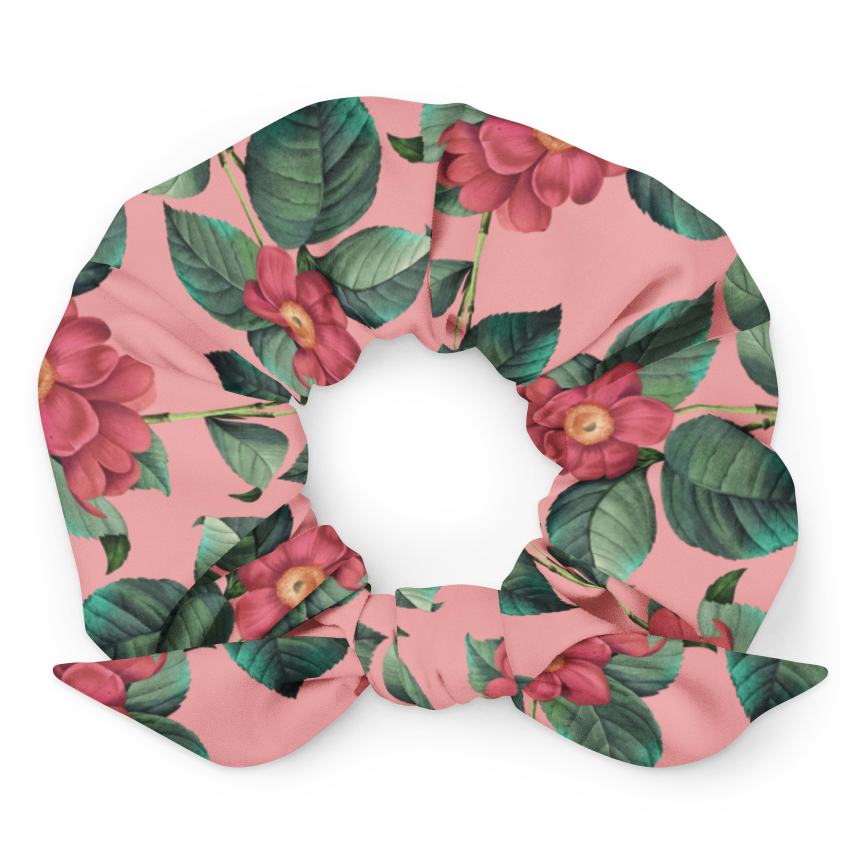 髮帶 Scrunchie | Pink Background Flower Pattern