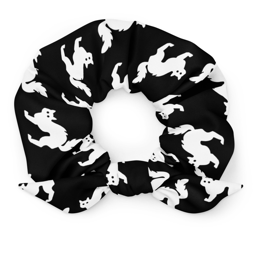 髮帶 Scrunchie | Black Cat Pattern