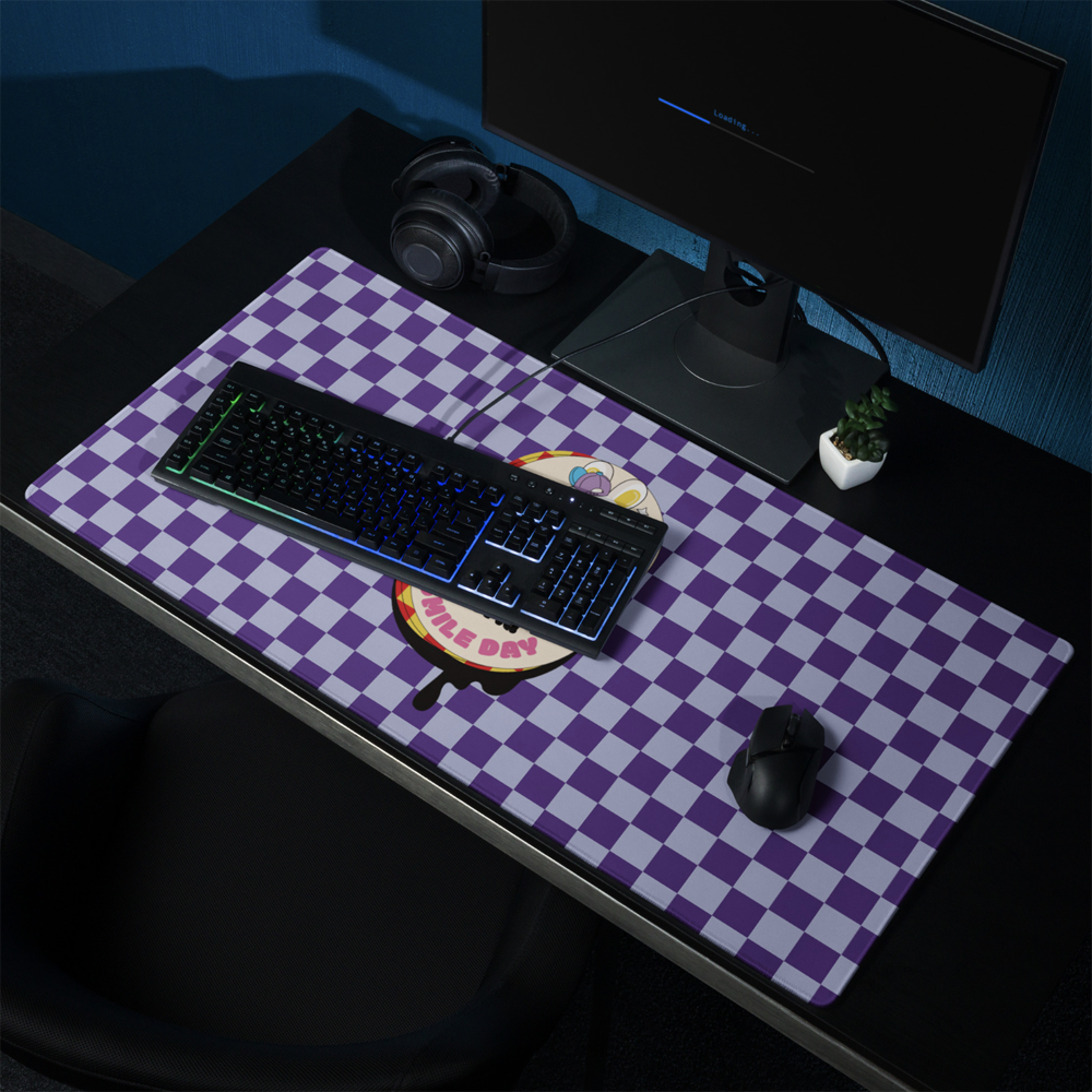 遊戲鼠標墊 Gaming mouse pad | Trendy Rainbow Rabbit in Purple Square