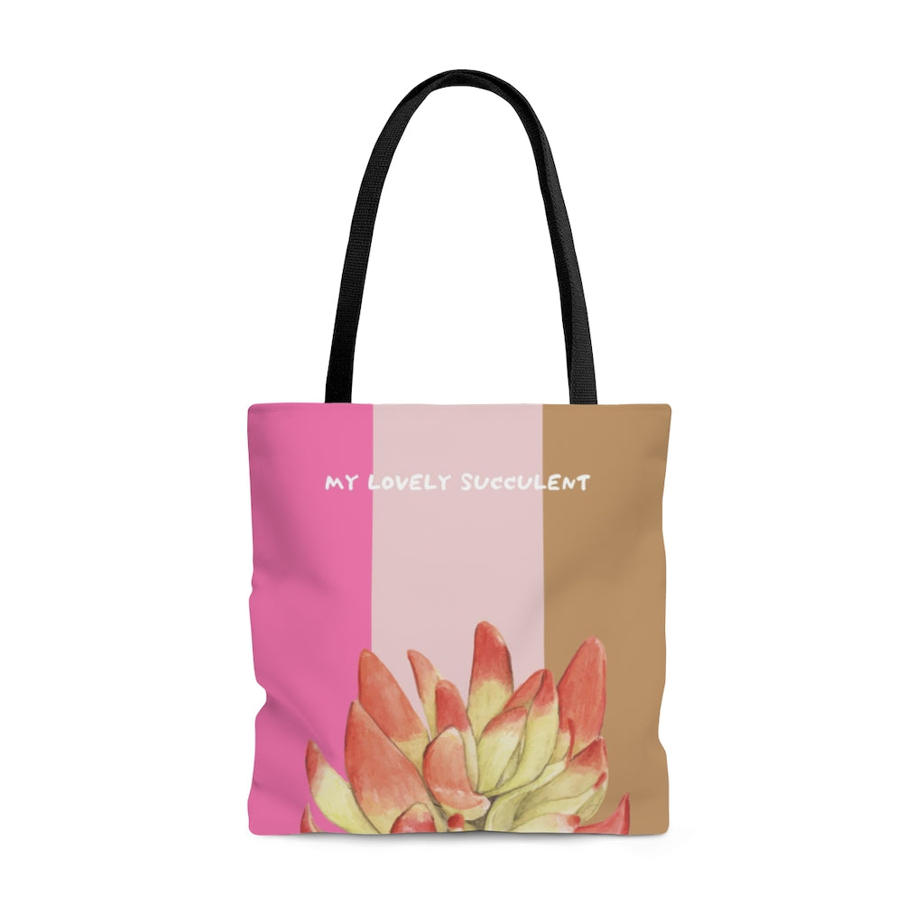 【Free Shipping】I LOVE PINK SUCCULENT｜AOP Tote Bag