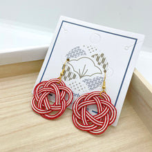 Load image into Gallery viewer, Simple Japanese style red and white water earrings (can be replaced with earrings / earrings)
