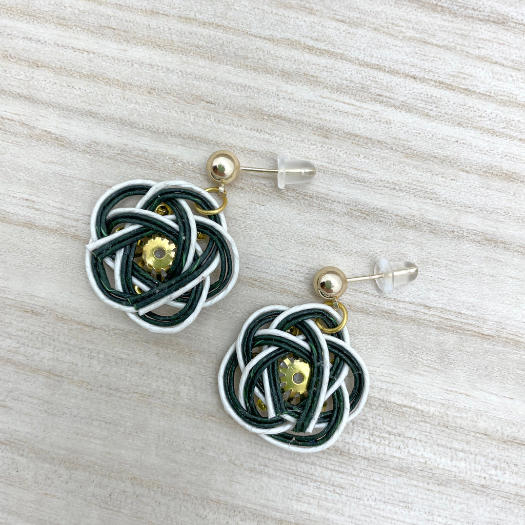 Japanese-style elegant black and white Mizuhiki metal bead earrings (can be replaced with earrings / earrings)
