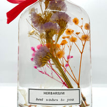 Load image into Gallery viewer, Clear purple yellow pink floating flowers (whiskey glass bottle)
