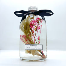 Load image into Gallery viewer, Clear turquoise pink floating flowers (whiskey glass bottle)

