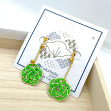 Load image into Gallery viewer, Simple Japanese-style green and white Mizuhiki long chain earrings (can be replaced with earrings / earrings)
