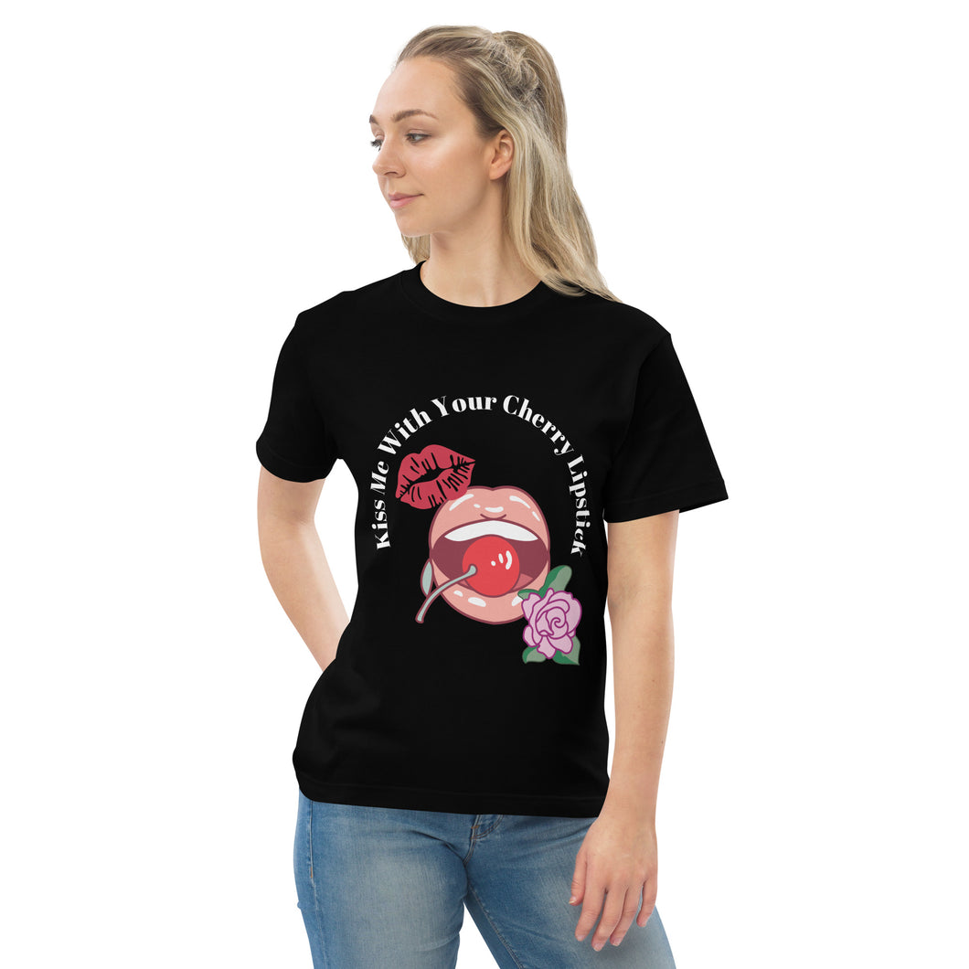 Kiss me with your cherry lipstick｜Cotton Regular Fit T-shirt