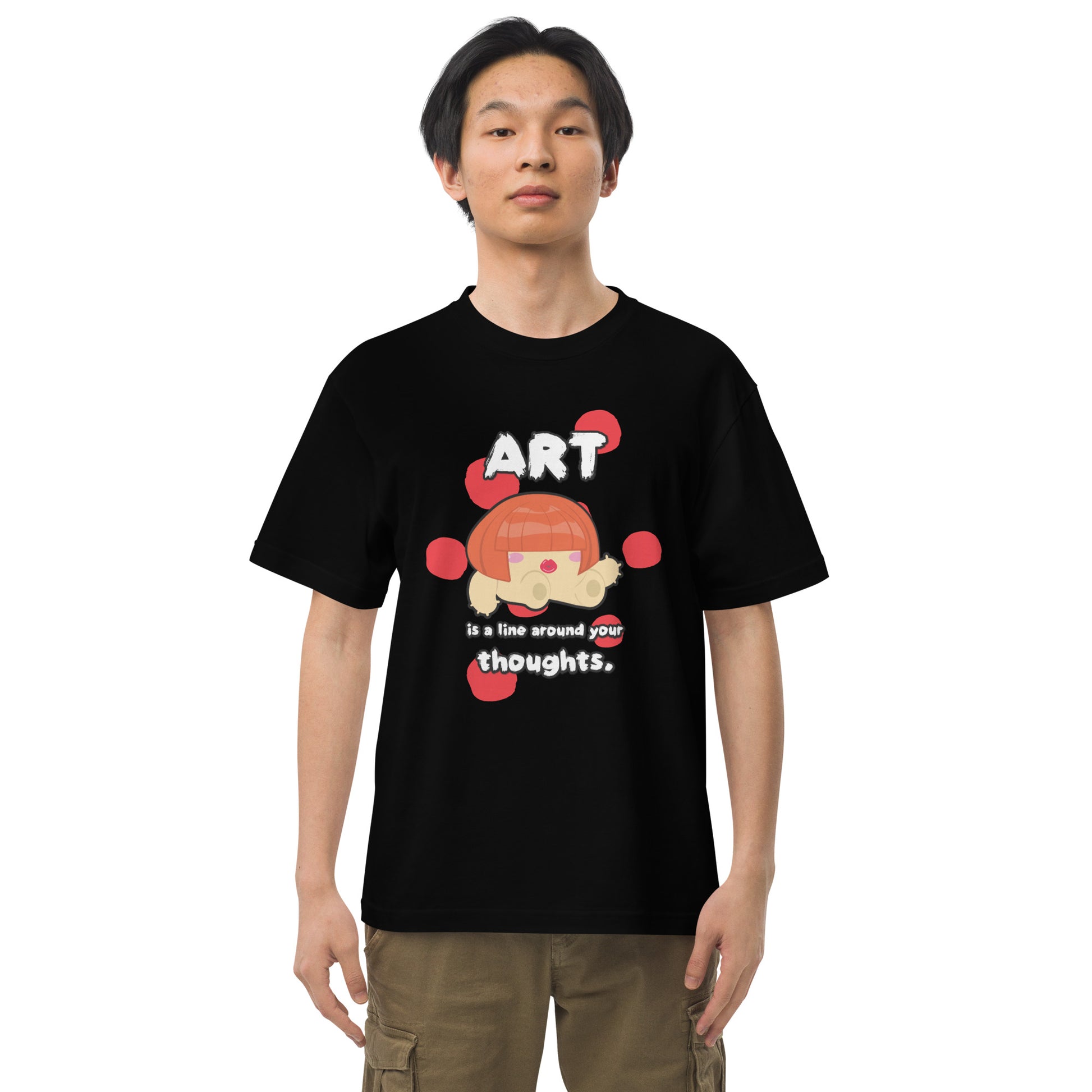 Red Art Quotes 圖案T恤 Adult quality tee