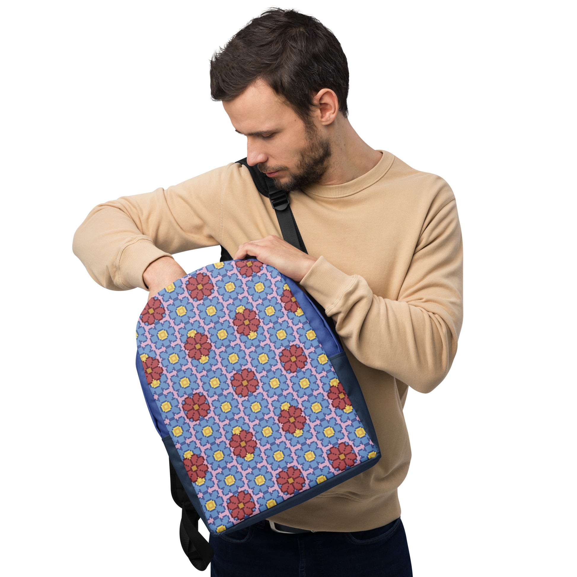 Pixel Flower - Minimalist Backpack | 日式印花極簡風格防水背包