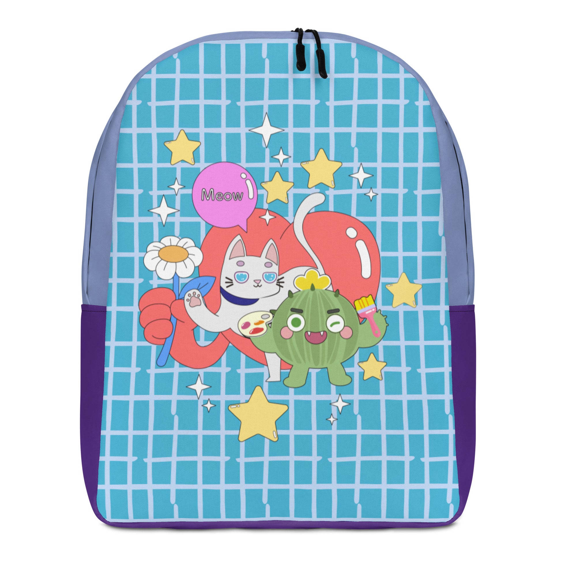 Minimalist Backpack | 日式印花極簡風格防水背包 - Cactus with Cat Friends