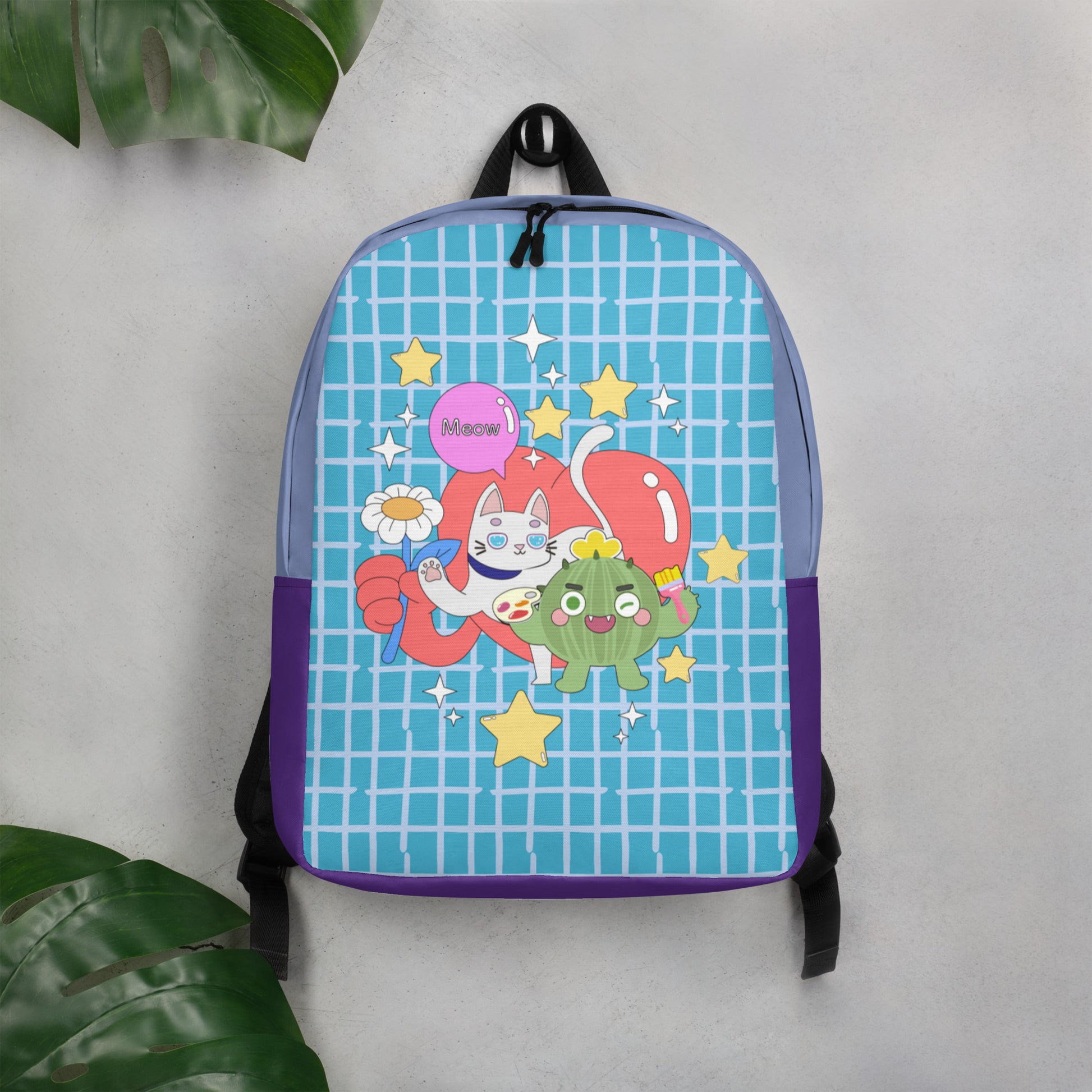 Minimalist Backpack | 日式印花極簡風格防水背包 - Cactus with Cat Friends