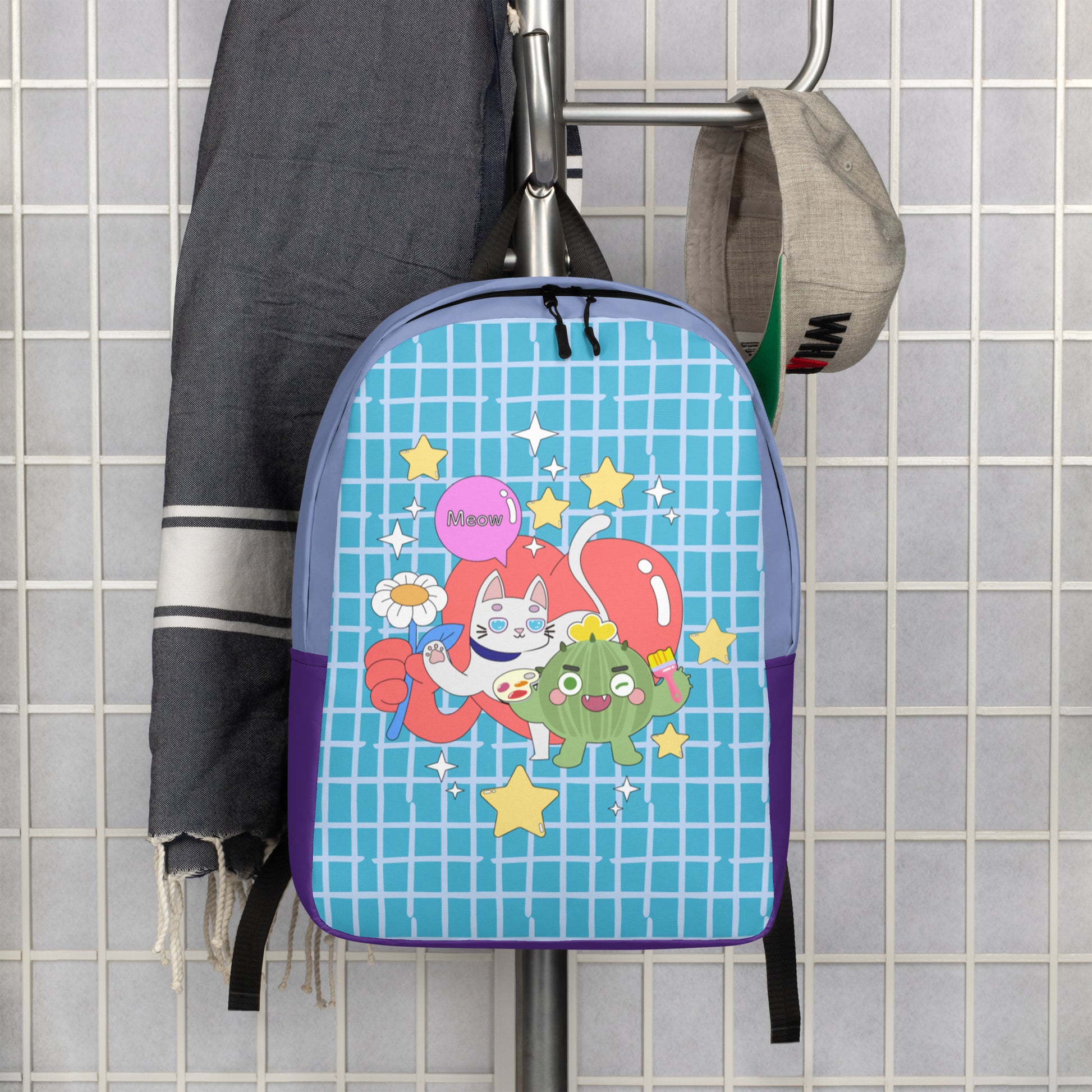Minimalist Backpack | 日式印花極簡風格防水背包 - Cactus with Cat Friends