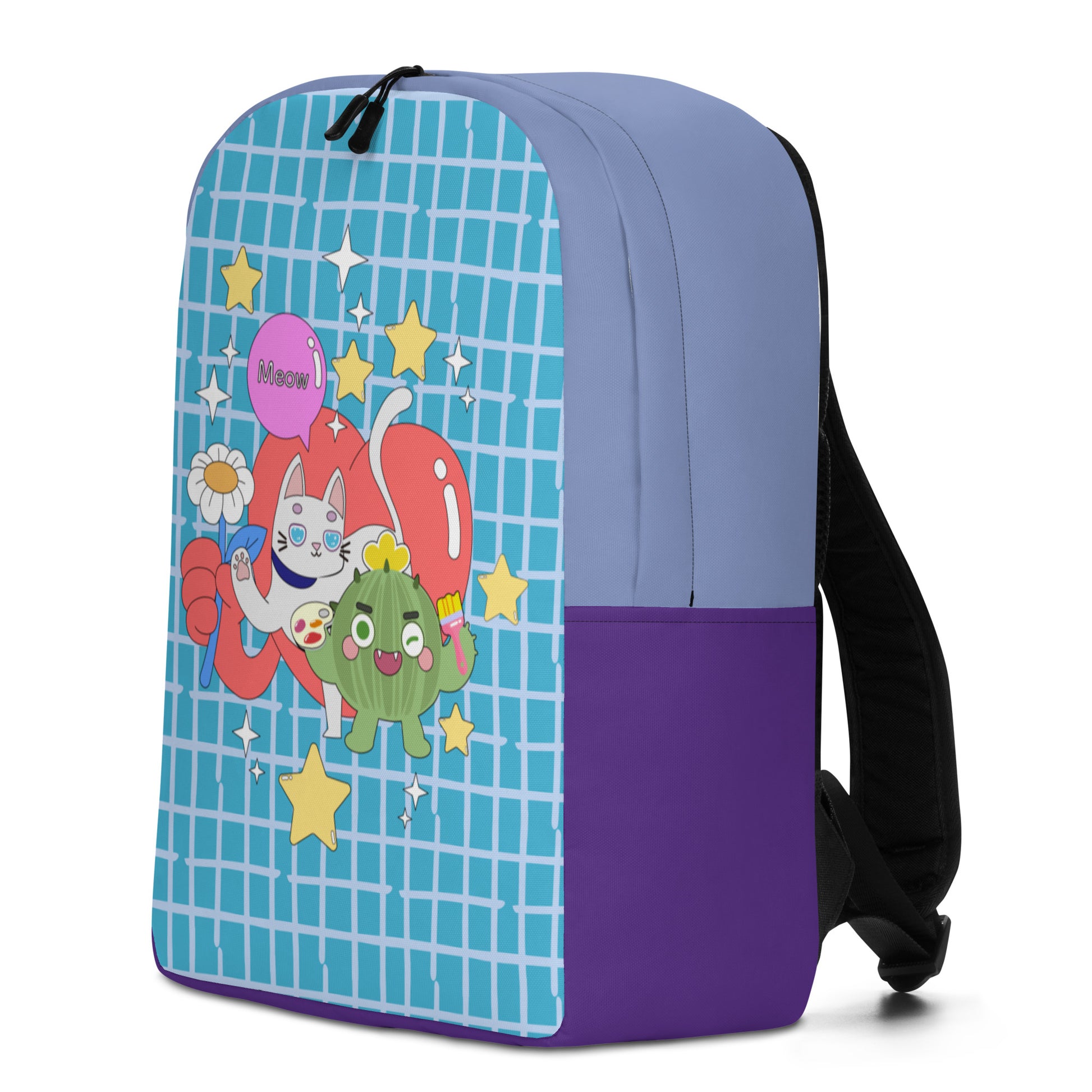 Minimalist Backpack | 日式印花極簡風格防水背包 - Cactus with Cat Friends