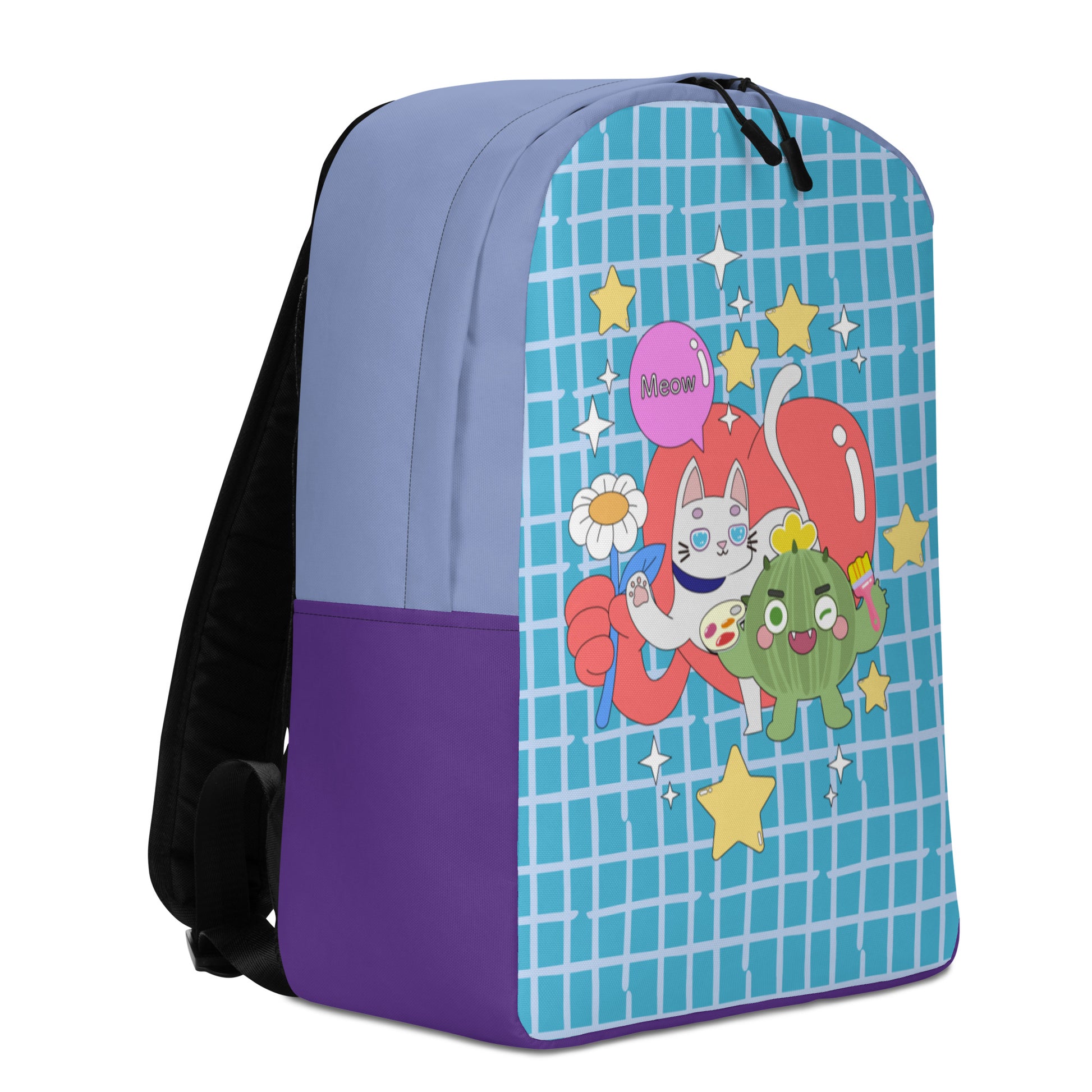 Minimalist Backpack | 日式印花極簡風格防水背包 - Cactus with Cat Friends