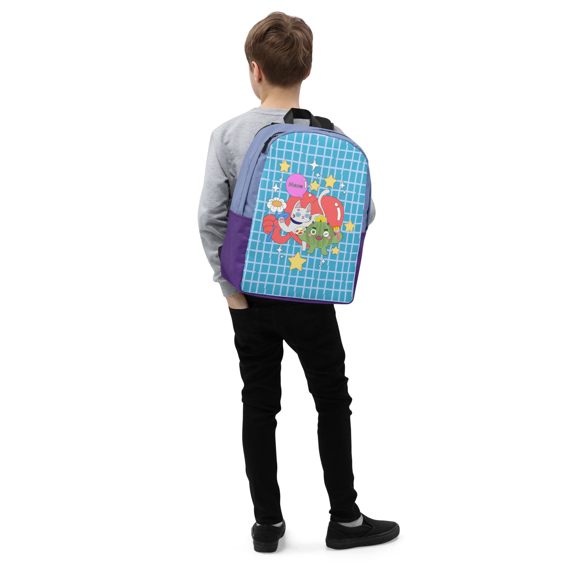 Minimalist Backpack | 日式印花極簡風格防水背包 - Cactus with Cat Friends