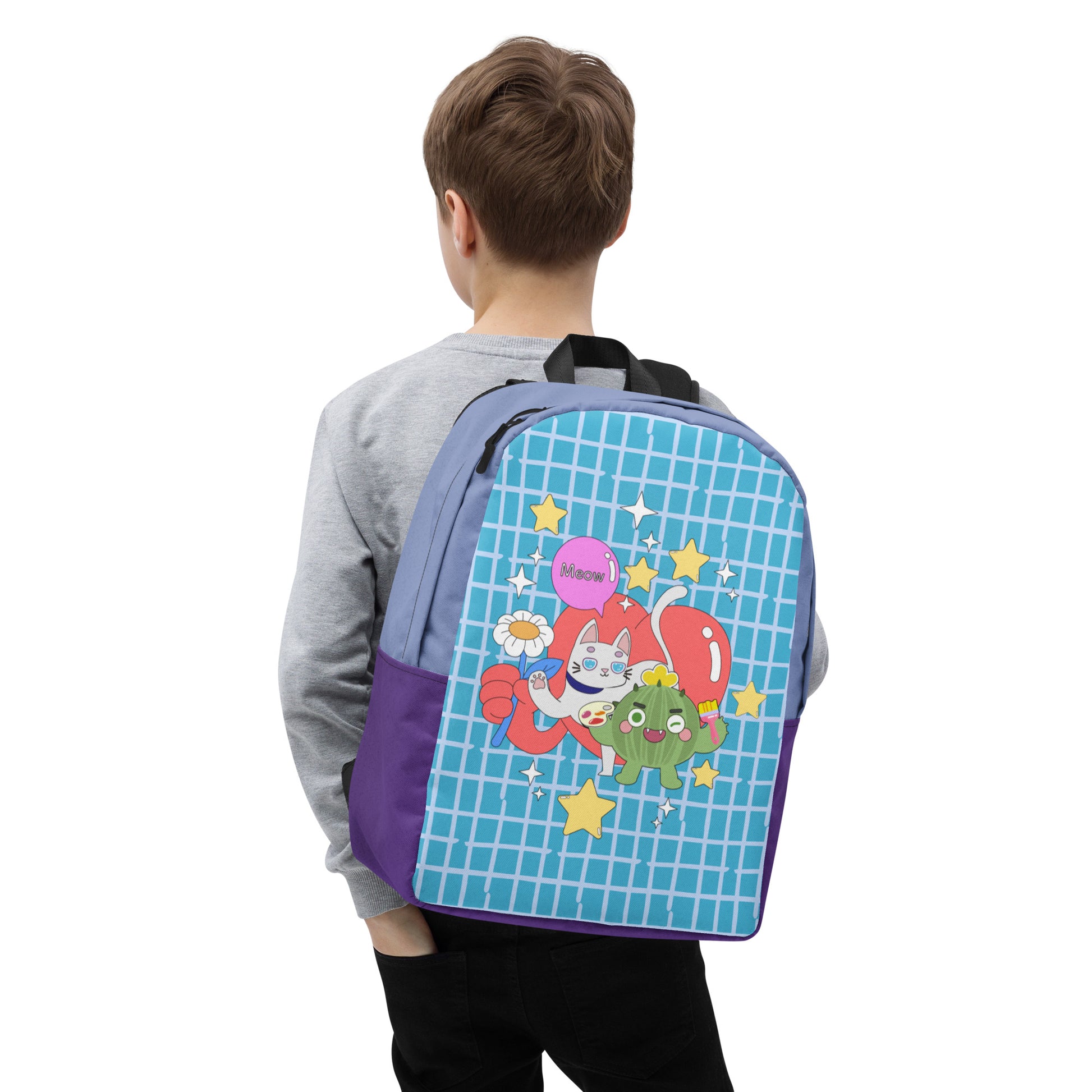 Minimalist Backpack | 日式印花極簡風格防水背包 - Cactus with Cat Friends