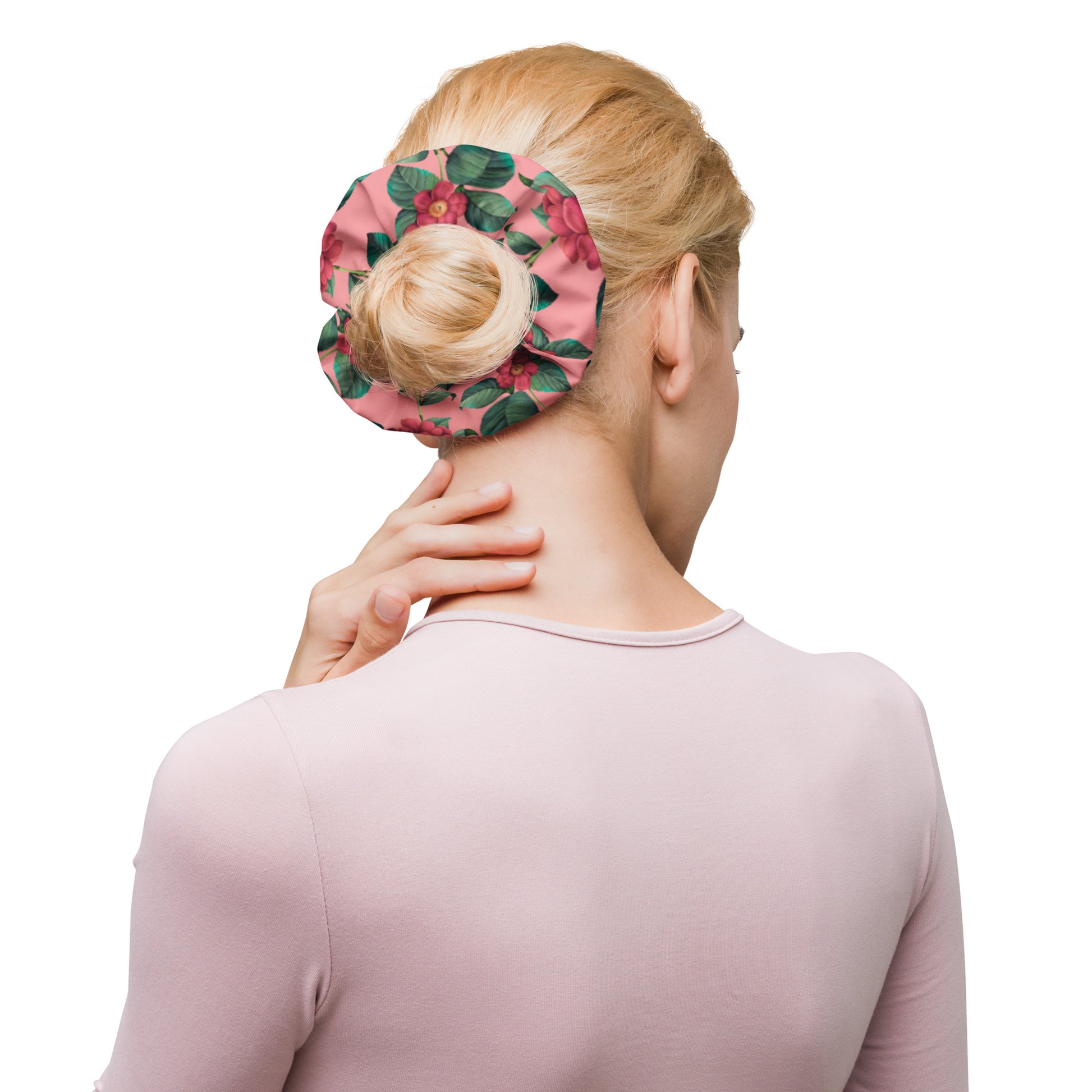 髮帶 Scrunchie | Pink Background Flower Pattern
