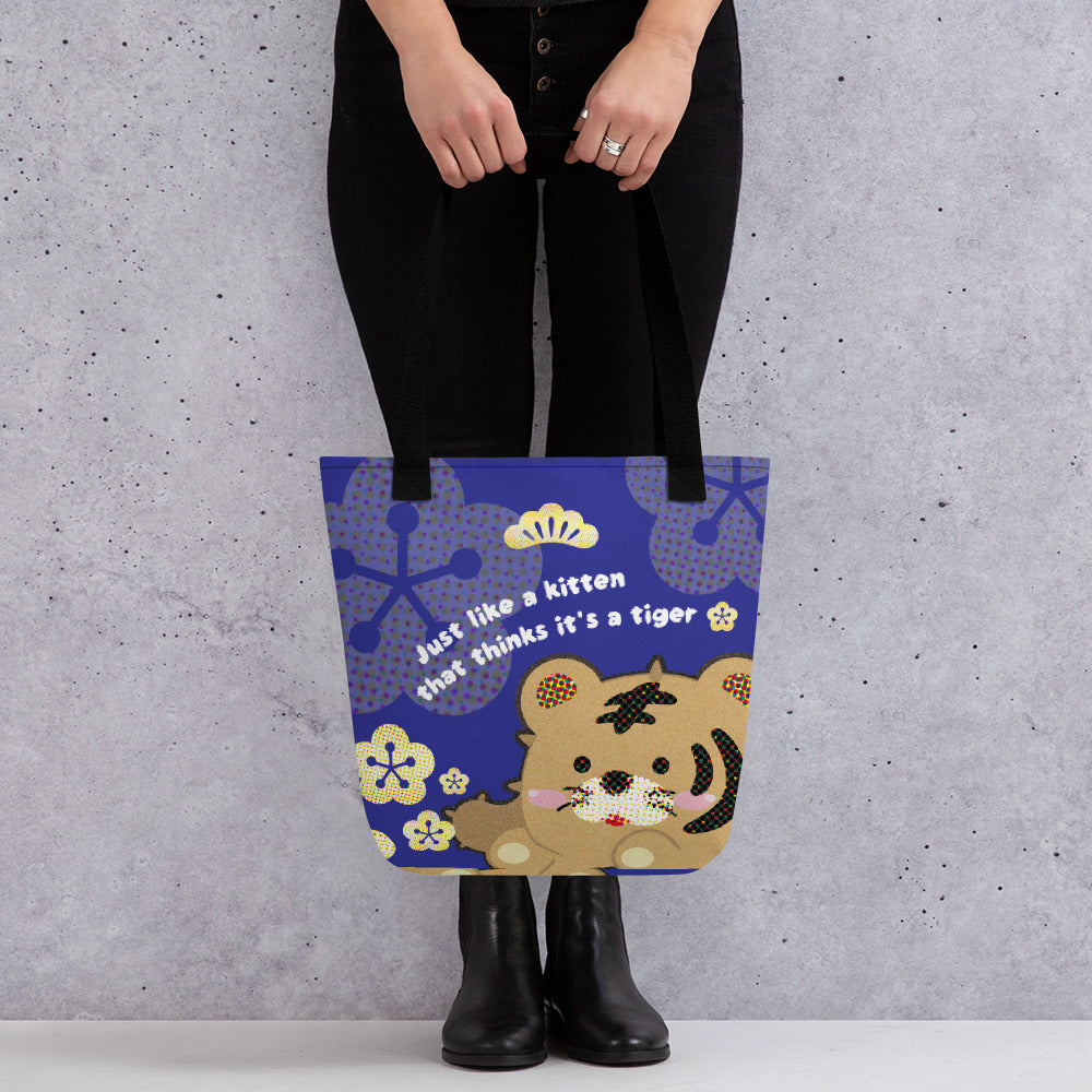 【Free Shipping】3款手柄顏色 | Tiger As Kitten Blue | 手提袋 Tote bag