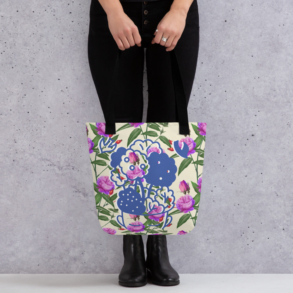 [Free Shipping] 3 handle colors | Girl with Flower | Tote bag