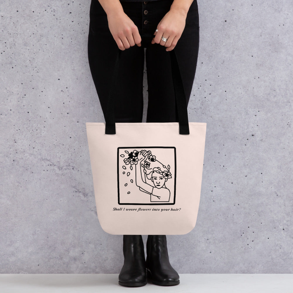 [Free Shipping] 3 handle colors | Shall I weave flowers into your hair? | Tote bag