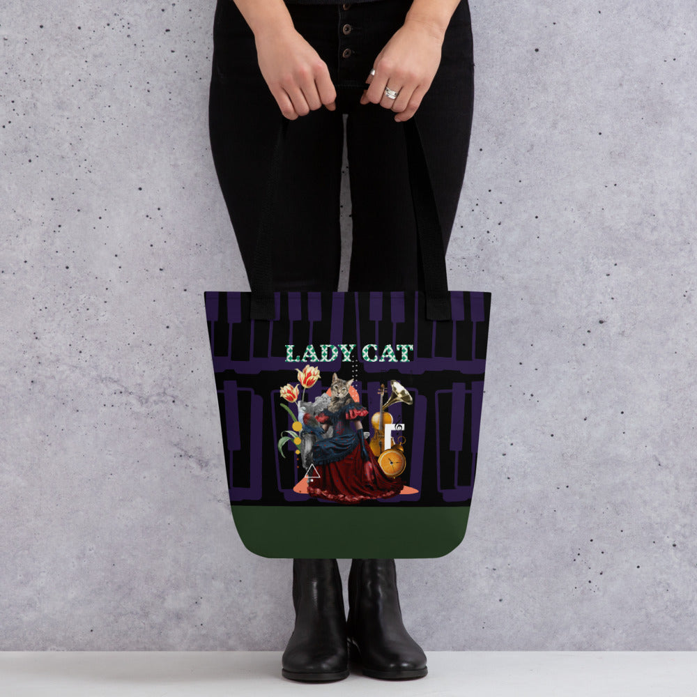 【Free Shipping】3 handle colors | Music Cat Lady | Tote bag